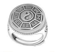 [Fpbiagoq] Bilancia Chi Bagua regolabile argento vintage fascino unico simbolo pettegolezzo anello regolabile fortunato per le donne ragazze argento