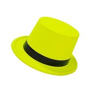 [Fpbiagoq] Cappello alto con nastro nero fluorescente per feste cosplay gioco di ruolo per adulti accessori vestito cappello da cavaliere cappello da gentiluomo fedora