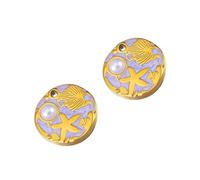 [Fpbiagoq] Confezione di due pesci stella in acciaio inossidabile a tema marino con foglie pendenti in acciaio inossidabile antiruggine per gioielli e accessori, フリーサイズ, Come descritto nella