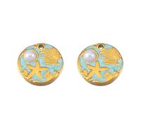 [Fpbiagoq] Confezione di due pesci stella in acciaio inossidabile a tema marino con foglie pendenti in acciaio inossidabile antiruggine per gioielli e accessori, フリーサイズ, Come descritto nella