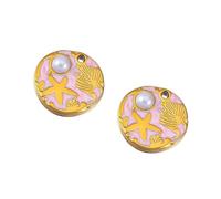 [Fpbiagoq] Confezione di due pesci stella in acciaio inossidabile a tema marino con foglie pendenti in acciaio inossidabile antiruggine per gioielli e accessori, フリーサイズ, Come descritto nella