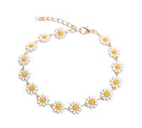 [Fpbiagoq] Orecchini Piccoli Fiori Dipinti Colore Girasole Breve Collana Gioielli Semplice Girasole Girocollo, 白, Come descritto nella descrizione, Senza pietra preziosa