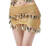 Fpbiagoq Sciarpa da donna per danza del ventre con sciarpa dorata per danza dell'anca, cintura per danza del ventre, catena per la vita, sciarpa per la danza del ventre, Oro, taglia unica