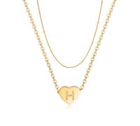 FPEAOB Collana da donna a forma di cuore, in acciaio inox 18 carati, con lettere, collana con nome, collana personalizzata, da donna, anniversario, compleanno, regalo di Natale, Oro