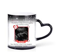FPFNFSVI Tazza da caffè personalizzata con foto che cambia colore a ultrasuoni, tazza magica con foto e testo personalizzati e manico a forma di cuore, regalo per la festa della mamma