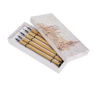 FPHADO Bamboo - Penne Qalam, 5 penne per calligrafia, penne per calligrafia artigianali vintage (set con pennino rotondo)