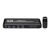 FPHADO KVM Dual Screen Switcher con 4K@60HZ ad alta risoluzione Switcher 3.5 Cuffie Jack Audio e USB 3.0 Integrazione