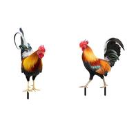 FPHADO Set di 2 statue di gallo in acrilico, statue da giardino per esterni, decorazione di polli, sculture e statue da giardino per patio e prato