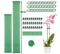 FPHADO Set di pali per piante, bastoncini per piante con tubo di collegamento, per piante da interno ed esterno, palo di supporto regolabile verde