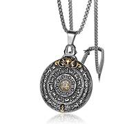 FPHNUY Collana con ciondolo a forma di loto con mandala, in acciaio inox, amuleto indù, gioiello regalo per uomini e donne, Metallo, Zirconia cubica