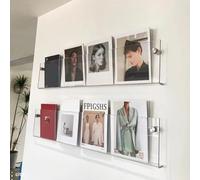 FPIGSHS 2pcs portariviste in acrilico Galleggianti, Portabrochure Supporto per Depliant Trasparenti，Scaffale Libreria Invisibile da Parete Organizer pour Camera da Letto, Soggiorno, Ufficio(Size:12