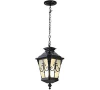 FPLNMRD Lampadario da esterno per veranda, lampione in vetro impermeabile, illuminazione da soffitto per esterni, stile vintage, stile rustico, cortile, giardino, hall, lampadario in metallo retrò all