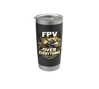 FPV Over Everything Drone Quad Pilot Gold Vintage Gift Bicchiere termico in acciaio inox doppia parete