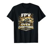 FPV Over Everything Drone Quad Pilot Gold Vintage Gift Maglietta