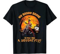 FPVAWKBL My Broom Broke So Now I Ride A Motorcycle Witch Halloween T-Shirt