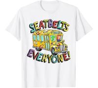 FPVAWKBL Seatbelts Everyone Funny Magic School Bus Driver Job Pride T-Shirt White