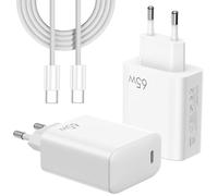 FPVtosky Caricatore USB-C da 65W Con Ricarica Rapida, Tecnologia GaN - Compatibile Con DJI NEO/Mini 5 Pro/4Pro/4K/Air 3S/Avata 2/Avata 360, Osmo Pocket 3, DJI Controller - Cavo C a C Incluso (Bianco)