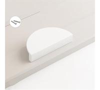FQFLXY6589 2 Pezzi Tiretti Camera dei bambini in Lega di Alluminio Maniglie semicircolare per Mobili,Maniglia Armadio Mezza luna Manico colorate Pomello per Cassetti,Scarpiere,Comodini (100mm,Bianco)
