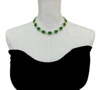 FQHIDMOMX 14x18mm Faceted oval Green Jade choker Necklace Oval Shape Faceted Bezel Set Women Jewelry Birthday Gift
