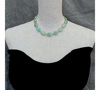 FQHIDMOMX 14x18mm Green Necklace Oval Shape Faceted Bezel Set Women Jewelry Birthday Gift