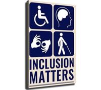 FQHIDMOMX Diversity Canvas Prints Wall-Art Disability Inclusion Awareness Poster for Office Gym Community Space Decor(Framed,16x24inch(40x60cm))