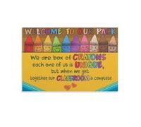 FQHIDMOMX Educational Diversity Poster Crayon Box Welcome To Our Pack Theme Wall Decor for Classroom Playroom Nursery(Unframed,08x12inch(20x30cm))