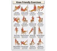 FQHIDMOMX Senior Knee Safe Exercise Poster No Jumping Low Strain Workout Chart Canvas Wall-Art Living Room Decor(Framed,16x24inch(40x60cm))