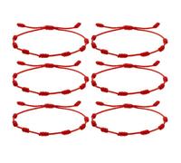 FQING 6 braccialetti rossi con corda rossa, 7 nodi, braccialetto Kabbalah rosso, regolabile, per talismano e protezione contro il malocchio, regalo spirituale di buona fortuna per donne, uomini