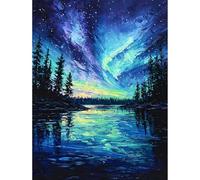 FQIQIANLIC Dipingere Con I Numeri Adulti, Aurora Boreale, Paint By Numbers, 40 X 50 Cm, Telai Senza Pieghe, Dipingere Con I Numeri Bambini, Una Buona Scelta Per La collaborazione Tra Genitori E Figli