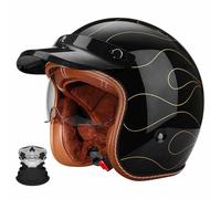 FQJVTDR 3/4 Mezzo Casco Certificato ECE Casco Aperto Jet Moto con Maschera Lenti Antinebbia Ad Alta Parete Interno in Suede Rimovibile Cinturino Rilascio Rapido-Uomini Donne M~XL 57-62cm