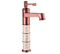 FQJYXWEWL Rubinetto Bagno Vintage, Miscelatore Caldo Freddo Rubinetto Vanity Vintage, Rubinetto Lavandino Bagno in Ottone Antico, Rubinetto Lavandino Bagno Monocomando, Oro, Alto(Rose Gold,High)