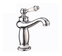 FQJYXWEWL Rubinetto Bagno Vintage, Rubinetto Lavandino in Ottone Bagno, Rubinetto Miscelatore Lavandino Caldo E Freddo, Rubinetto Lavandino Bagno Monocomando Monoforo, Oro(Chrome)