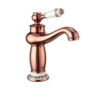 FQJYXWEWL Rubinetto Bagno Vintage, Rubinetto Lavandino in Ottone Bagno, Rubinetto Miscelatore Lavandino Caldo E Freddo, Rubinetto Lavandino Bagno Monocomando Monoforo, Oro(Rose Gold)