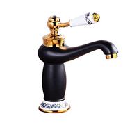 FQJYXWEWL Rubinetto Bagno Vintage, Rubinetto Lavandino in Ottone Bagno, Rubinetto Miscelatore Lavandino Caldo E Freddo, Rubinetto Lavandino Bagno Monocomando Monoforo, Oro(Black Gold)