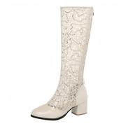 FQLGJMY donna cavo fuori alta/mezza vitello mesh stivali con cerniera chiuso punta piattaforma estate autunno stivali sandali costume rinascimento mezzo tacco abito