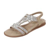 FQLGJMY Donna estate confortevole caviglia cinturino elastico sandali con dettaglio fiore di cristallo comfort footbed stile bohemian colorato spiaggia piatta scarpe per abiti vacanza aperto piede