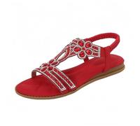 FQLGJMY Donna estate confortevole caviglia cinturino elastico sandali con dettaglio fiore di cristallo comfort footbed stile bohemian colorato spiaggia piatta scarpe per abiti vacanza aperto piede