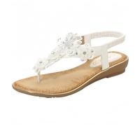 FQLGJMY Donna estate confortevole caviglia cinturino elastico sandali con dettaglio fiore di cristallo comfort footbed stile bohemian colorato spiaggia piatta scarpe per abiti vacanza aperto piede