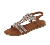FQLGJMY Donna estate confortevole caviglia cinturino elastico sandali con dettaglio fiore di cristallo comfort footbed stile bohemian colorato spiaggia piatta scarpe per abiti vacanza aperto piede