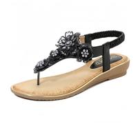 FQLGJMY Donna estate confortevole caviglia cinturino elastico sandali con dettaglio fiore di cristallo comfort footbed stile bohemian colorato spiaggia piatta scarpe per abiti vacanza aperto piede