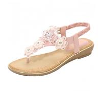 FQLGJMY Donna estate confortevole caviglia cinturino elastico sandali con dettaglio fiore di cristallo comfort footbed stile bohemian colorato spiaggia piatta scarpe per abiti vacanza aperto piede