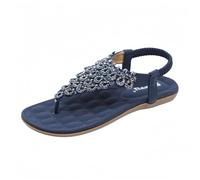 FQLGJMY Donna estate confortevole caviglia cinturino elastico sandali con dettaglio fiore di cristallo comfort footbed stile bohemian colorato spiaggia piatta scarpe per abiti vacanza aperto piede