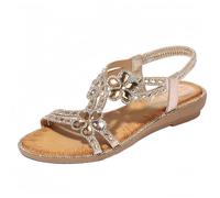FQLGJMY Donna estate confortevole caviglia cinturino elastico sandali con dettaglio fiore di cristallo comfort footbed stile bohemian colorato spiaggia piatta scarpe per abiti vacanza aperto piede