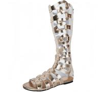 FQLGJMY Donna ginocchio alto romano taglio fuori gladiatore sandali estate casual cinghia caviglia aperta dita traspirante indietro cerniera tacco basso sandali
