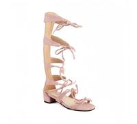 FQLGJMY Donna ginocchio alto romano taglio fuori gladiatore sandali estate casual cinghia caviglia aperta dita traspirante indietro cerniera tacco basso sandali