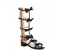 FQLGJMY Donna ginocchio alto romano taglio fuori gladiatore sandali estate casual cinghia caviglia aperta dita traspirante indietro cerniera tacco basso sandali