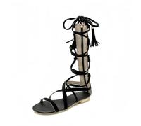 FQLGJMY Donna ginocchio alto romano taglio fuori gladiatore sandali estate casual cinghia caviglia aperta dita traspirante indietro cerniera tacco basso sandali