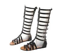 FQLGJMY Donna ginocchio alto romano taglio fuori gladiatore sandali estate casual cinghia caviglia aperta dita traspirante indietro cerniera tacco basso sandali