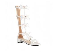 FQLGJMY Donna ginocchio alto romano taglio fuori gladiatore sandali estate casual cinghia caviglia aperta dita traspirante indietro cerniera tacco basso sandali