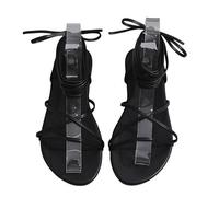 FQLGJMY Donna ginocchio alto romano taglio fuori gladiatore sandali estate casual cinghia caviglia aperta dita traspirante indietro cerniera tacco basso sandali